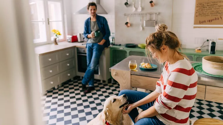 Morning in the kitchen with our dog