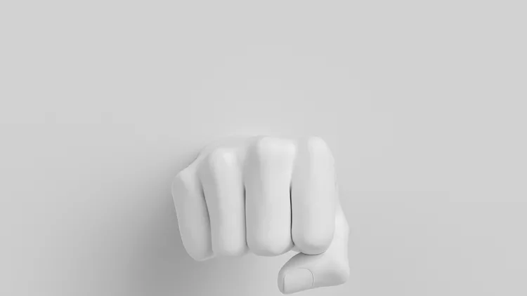 White fist in the wall,