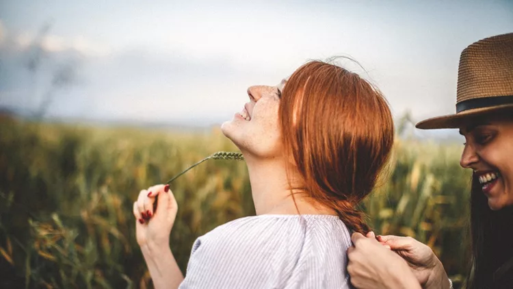 New hairstyle in a field