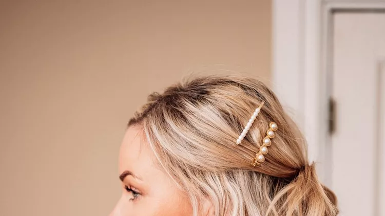 Woman hairstyle with modern hair accessories