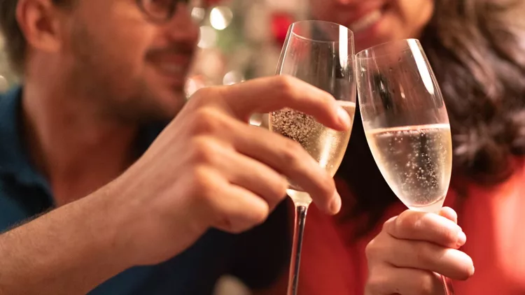 Married Couple Celebrating Christmas Time at Home