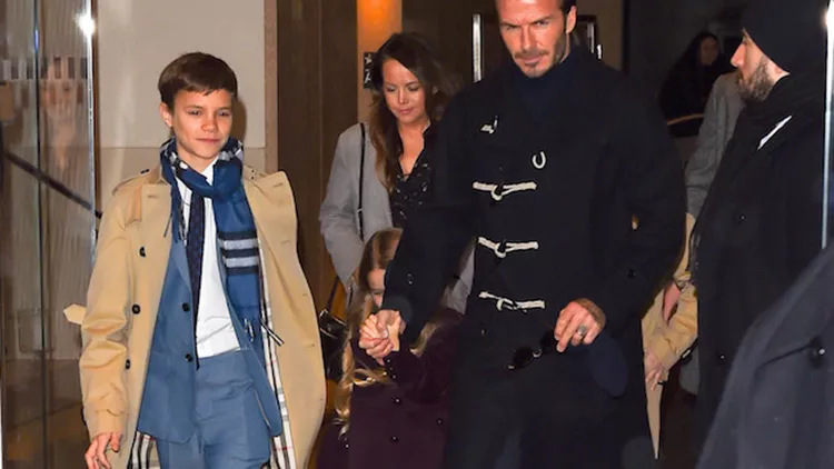 David Beckham and family make their way to Victoria Beckhams fashion show in New York