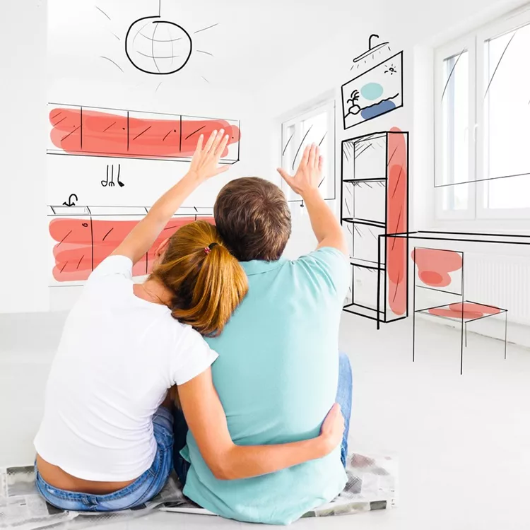 couple at their new empty apartment