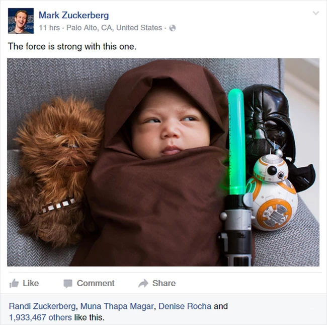 Ο Mark Zuckerberg μεταμφιέζει την κόρη του σαν Jedi και το Internet γεμίζει Star Wars μωρά