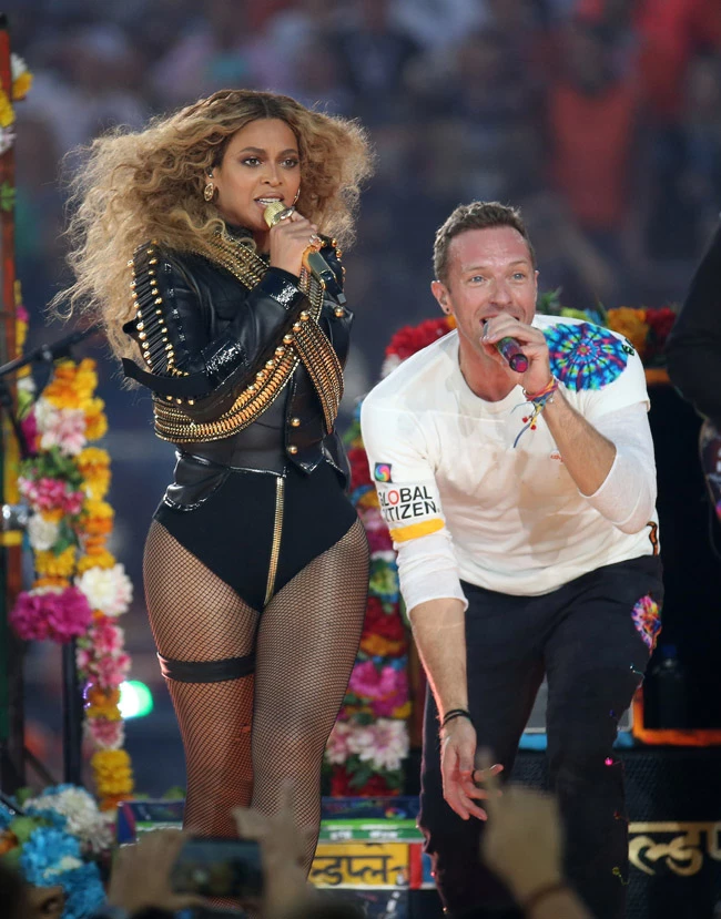 Beyonce, Chris Martin of Coldplay and Bruno Mars perform onstage during the Pepsi Super Bowl 50 Halftime Show at Levi's Stadium on February 7, 2016 in Santa Clara, CA, USA. Photo by Lionel Hahn/ABACAPRESS.COM | 533558_002 Santa Clara Etats-Unis United States