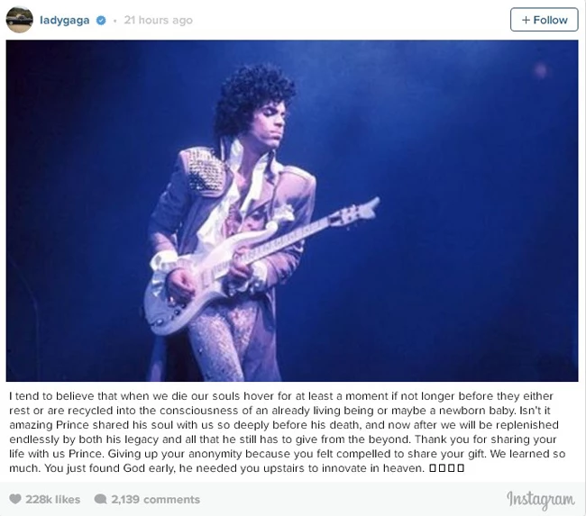 Lady Gaga: Τα συγκινητικά της λόγια για τον Prince