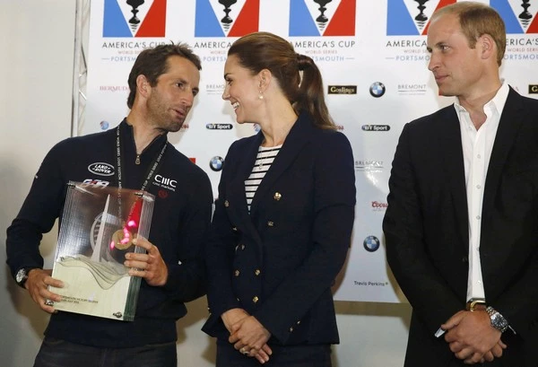 The Duke and Duchess of Cambridge visit the America's Cup team technical areas, meet the skippers and crew and attend the medal presentation for the America's Cup Portsmouth at the Royal Naval Base, Portsmouth, Hampshire, UK, on the 26th July 2015. Picture by Luke MacGregor/WPA-Pool Pictured: Ben Ainslie, Duchess of Cambridge, Catherine, Kate Middleton, Duke of Cambridge, Prince William Ref: SPL1087725 260715 Picture by: Splash News Splash News and Pictures Los Angeles: 310-821-2666 New York: 212-619-2666 London: 870-934-2666 photodesk@splashnews.com 