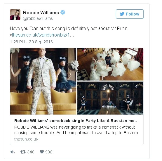 Robbie Williams: Το νέο του single ξεσήκωσε θύελλα αντιδράσεων στη Ρωσία