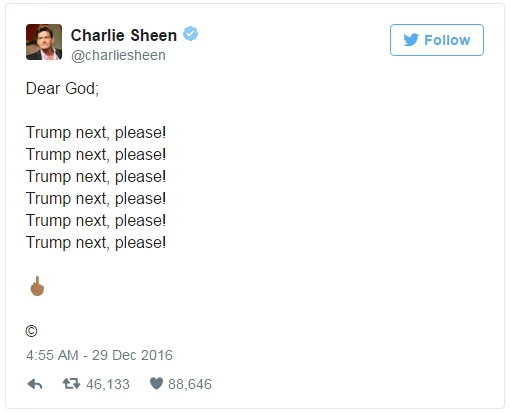 Charlie Sheen: Η ανάρτηση στο Τwitter που ξεσήκωσε αντιδράσεις