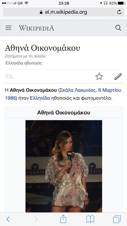 «Νεκρή» η Αθηνά Οικονομάκου από τη Βικιπαίδεια για λίγες ώρες!