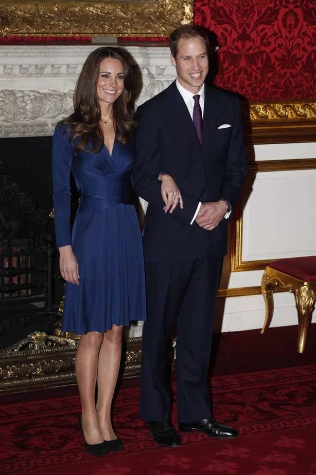 Prince William and Kate Middleton pose for photographers on the day they announced their engagement